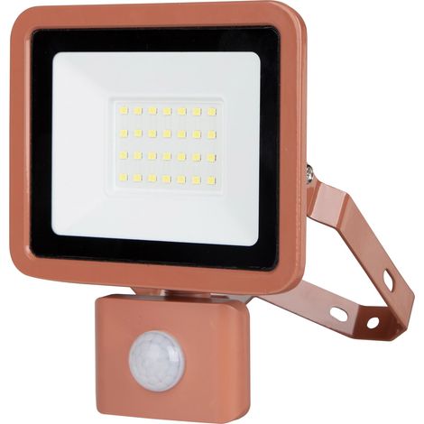 REV Projecteur LED Eco+, avec détecteur, 20W, 6500K, 1700lm, blanc froid, IP44, terracotta