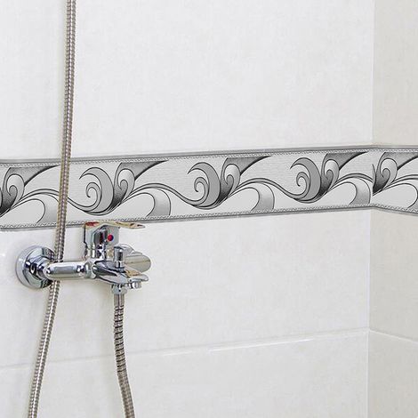 PVC Silver Grey Prepasted Wallpaper Border Roll (1/5)