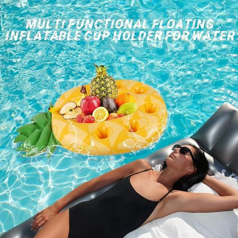 Ananas 7 Trous Porte Gobelet, Bar Flottant pour Piscine, Bar Gonflable, Porte Gobelet Piscine, Bouee Piscines, pour Fête, Plage (1/5)