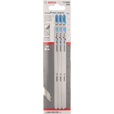 Bosch Accessories 2608636335 Lama per seghetto alternativo T 718 BF - Metal-Sandwich 3 pz. (1/2)