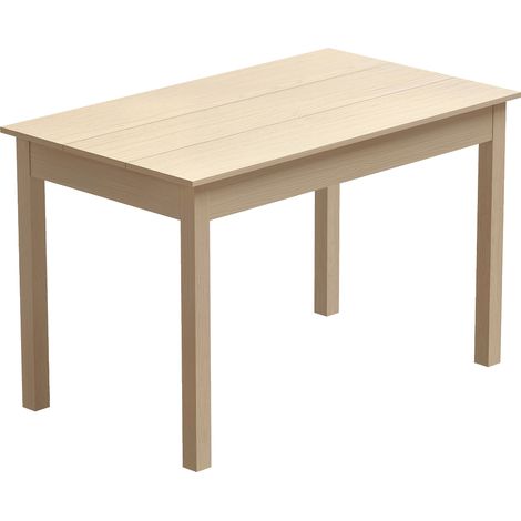 Table à manger Diebach élégante extensible 4-6 pers bois naturel blanc 119x70 cm (1/5)