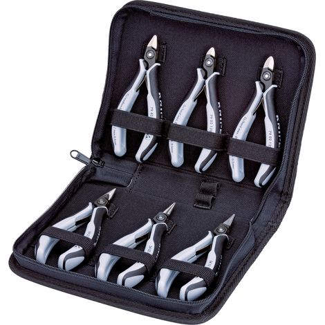 KNIPEX 00 20 16 P ESD Estuche con alicates de electrónica con herramientas para trabajos en componentes electrónicos 215 mm
