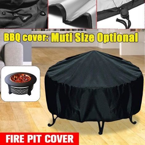 122x45cm - Waterproof BBQ cover, fire pit protection, black fire-resistant
