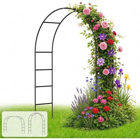 Archway 2.4 m Metal Arch, Powder Coated Steel Trellis for Pink Climbing Plants, Support and Garden Decoration (Black) (1/5)