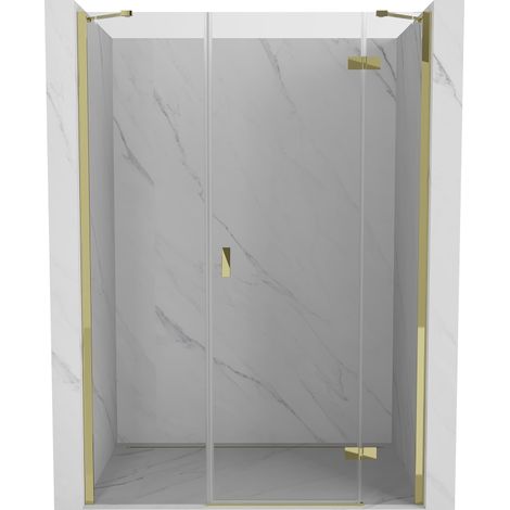 Porte de douche pliante droite Mexen Mist-H 145 cm, transparente, dorée - 8A5-145-001-50-00-P (1/5)