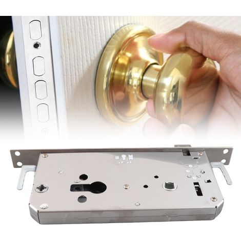 Cerradura de embutir antirrobo de acero inoxidable con 2 orificios para puertas de entrada estándar – dimensiones 24 x 240 x 90 mm, incluye 4 tornillos. (1/5)