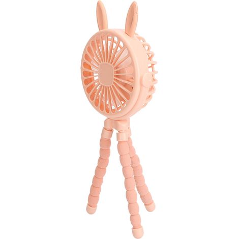 Ventilateur pour poussette avec trépied flexible à pince, fonctionne sur piles, oreilles mignonnes, 3 vitesses réglables, pour siège auto et lit bébé (1/5)