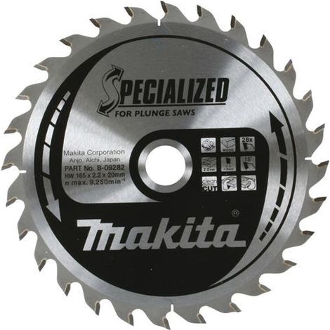 Makita SPECIALIZED B-09282 Plunge Cut Circular Saw Blade 165mm x 20mm For Wood (1/3)