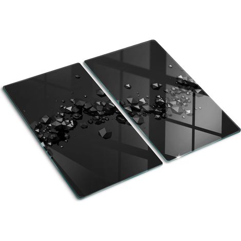 Planche de cuisine, couvre plaque, verre planche découper, verre trempé – 2 x 30 x 52 cm - 3D (1/5)