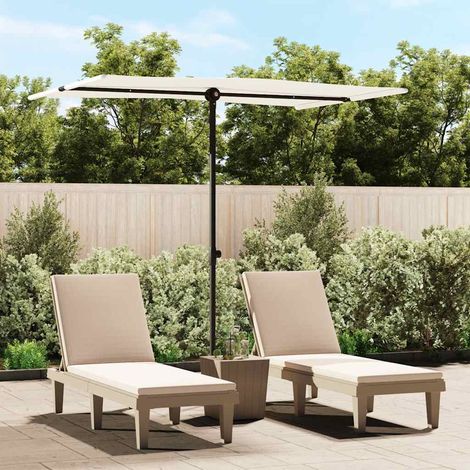 Parasol de Jardin 2 x 1,5 m avec Mât en Aluminium Réglable et Orientable Blanc Sable - PANGIVO (1/5)