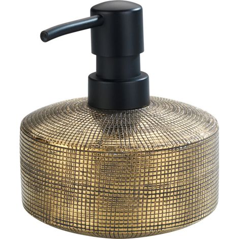 Distributeur de savon liquide doré 400 ml – Céramique durable – Dimensions 10,5 cm x 12 cm – Dosage précis avec bouton