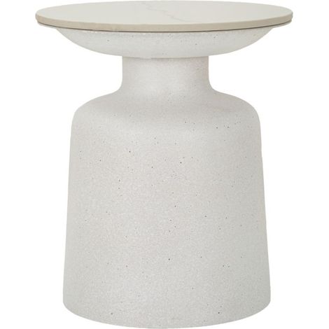 Tavolinetto rotondo in ferro e ceramica bianca Ø 40 cm