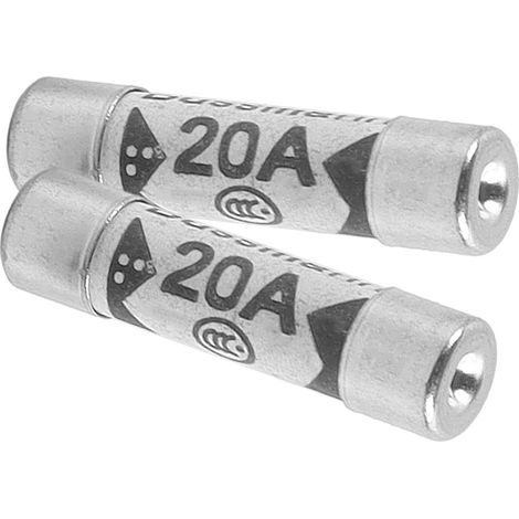 Lot de 20 fusibles tubulaires 20 A pour prise domestique, rallonges et sorties (6,3 x 25,4 mm) (1/5)
