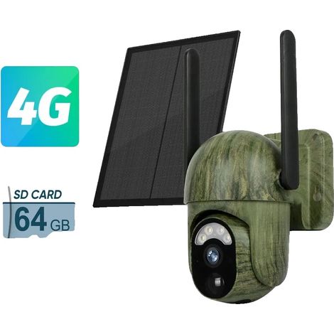 Cámara de seguridad, alimentada por energía solar, vídeo HD 2K, versión 4G, con 64 GB de almacenamiento. (1/2)