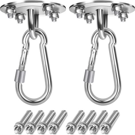 SWANEW 2X Gancio a soffitto Capacità 450 kg Amaca da appendere a parete Sedia sospesa per yoga e sacco da boxe Kit in acciaio inossidabile (1/5)