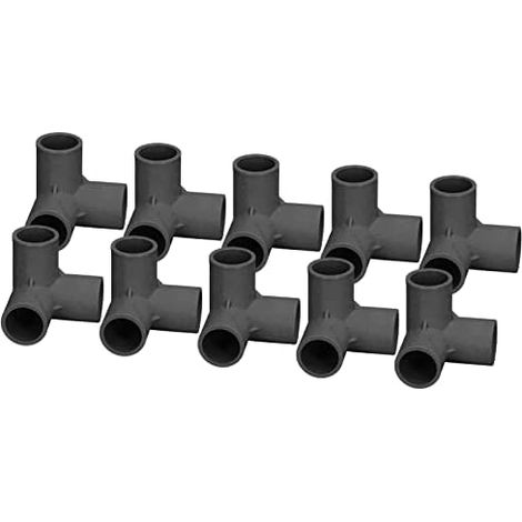 10 Pièces Raccords Tuyauterie PVC Té 3 Voies Coudé Plastique Connecteur Angle 25mm Diamètre Intérieur Gris (1/5)
