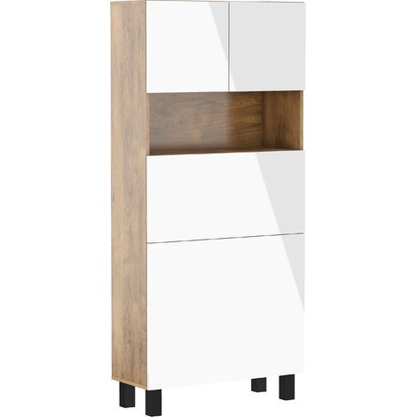 HOMI ausziehbarer schreibtisch burgunder eiche / weiß glänzend (1/5)
