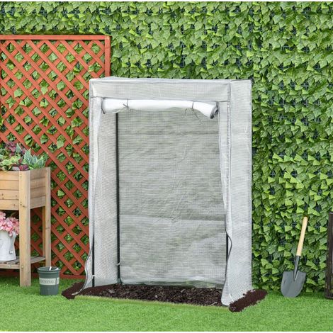 Serre en PE avec porte enroulable, structure en acier, 100 x 50 x 150 cm, blanc (1/5)