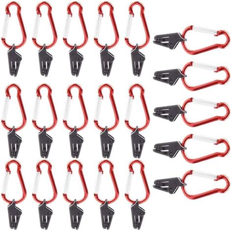 Pince De Tente Avec, 20 Morceaux Clip De Fixation Coupe-Vent Rouge Avec Clip De Fixation Coupe-Vent Tentes De Camping Clips De Tente Pour Articles Ménagers Fixes (1/5)