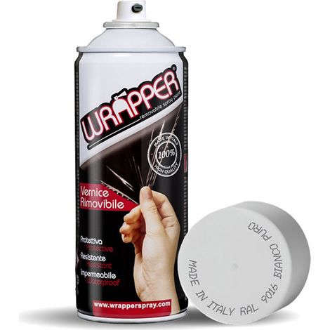 Wrapper Spray Vernice Removibile Tinta Ral - Colore: BIANCO PURO OPACO