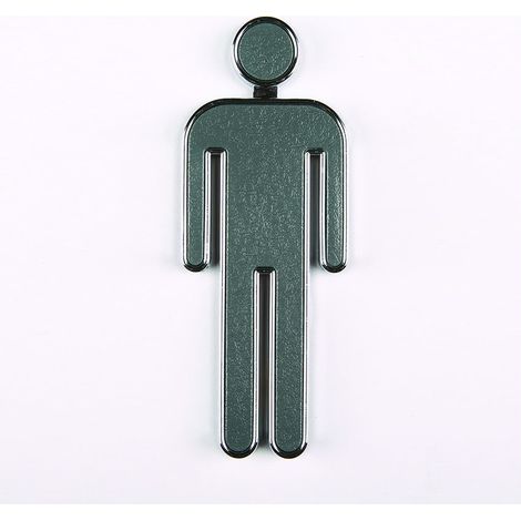 Pictogramme WC Homme 3D - Signalétique Toilettes en Plastique Chromé - Bordure Chromée et Centre Cuir Gris - Dimensions 70x60x7 mm, Fixation Adhésive (1/3)
