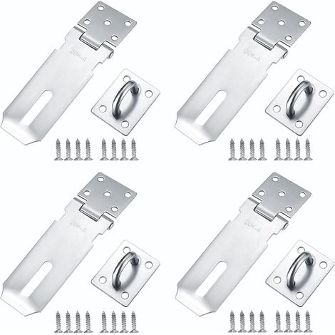 CSPARKV 4 Pcs Door Padlock, Padlock Latch, Padlock Hasp, Exterior Door Latch, Door Padlock Latch, Door Latch with Screws, Door Padlock for Doors, Cabinets