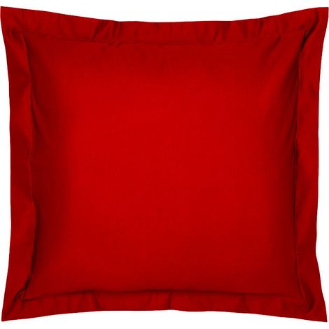 Umberto Ravelli – Lot de 2 taies d'oreillers 65 x 65 cm en coton 57 fils – Volant plat de 5 cm – Couleur rouge