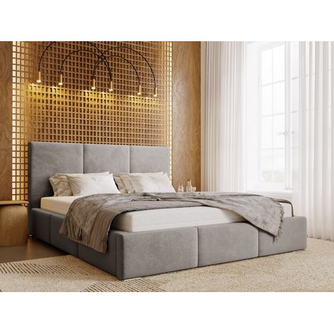 Lit rembourré avec rangement 120x200 velours gris foncé Lincoln (1/5)