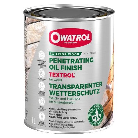 Owatrol Textrol Penetrating Oil for Softwood / Decking / Cladding Clear - 1 Litre