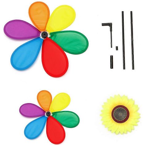 Sonnenblumen-Windmühle, Regenbogen-Windrad, Heim- und Gartendekoration, Neu