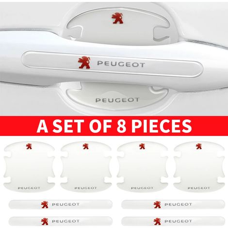 (8 pièces Peugeot) Bandes adhésives de protection transparentes anti-collision pour poignées de porte de voiture, compatibles avec Peugeot RCZ 106, 508 GT, 408, 205, MPV 308, 5008 et 1007. (1/4)