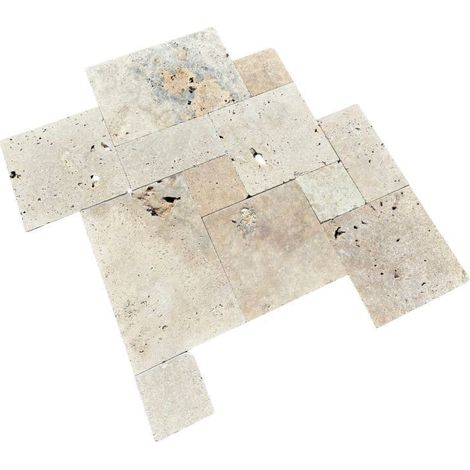 Carrelage Travertin Beige Rustique Vieilli - Opus Romain x 1,2 cm (1/4)