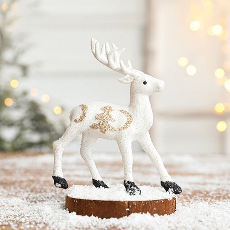 Renard De Noël - Décoration De Bureau En Plastique Blanc Doré - Ornements Festifs Pour Salon Salle À Manger - 1 Pièce (1/5)