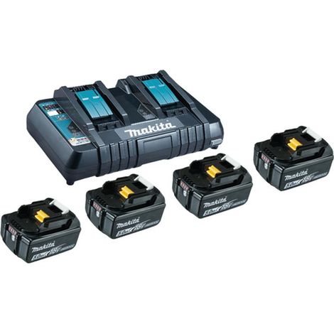 Makita – Kit source d'alimentation Li-Ion 18V avec 4 batteries 5,0Ah – Charge rapide en 45 min – Compatible LXT 18V – Protection intégrée (1/6)