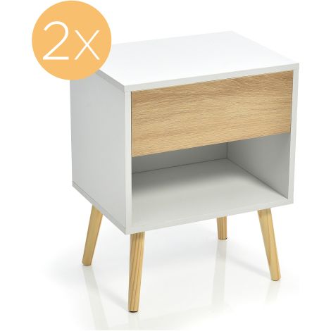 Set di 2 comodini comodino, certificato FSC®, comodino con cassetti, tavolino da divano adatto a qualsiasi letto e camera da letto (1/5)