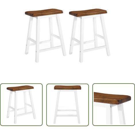 The Living Store Tabourets de bar lot de 2 bois massif - Tabouret De Bar - Tabourets De Bar - Chaise De Bar - Chaises De Bar - Meubles De Cuisine (1/5)