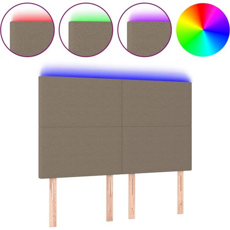 Maison Exclusive - Cabecero con luces LED tela gris taupe 144x5x1 (1/5)