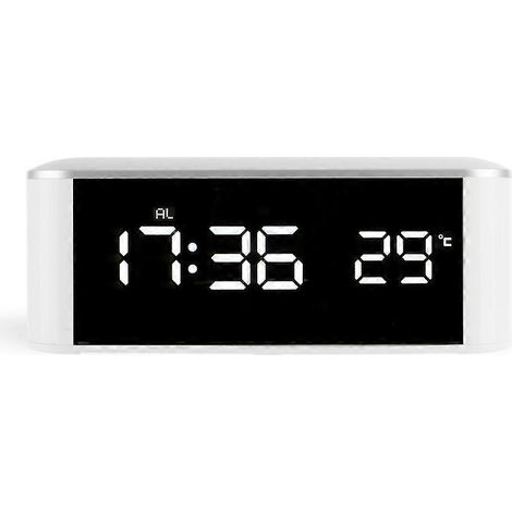 LED-Wecker mit Thermometer, digitale Wanduhr, weiße Schrift