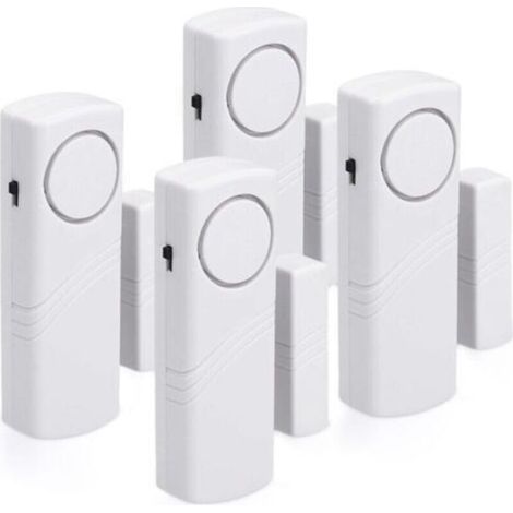 Allarme per porte e finestre - Confezione da 4 allarmi antintrusione wireless - Sicurezza domestica contro i furti - Funzionamento magnetico - 100 dB (1/4)