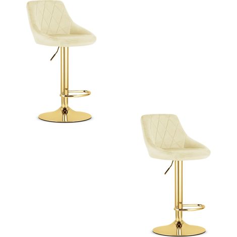 Taburete Kast - terciopelo beige / base dorada x 2 (1/5)