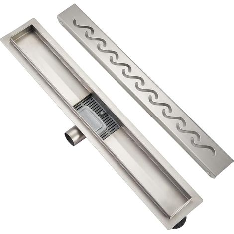 Caniveau de Douche Acier Inox,70cm,S type Caniveau,Caniveau de Douche avec siphon à bloqueur d'odeurs et filtre à cheveux,Caniveau Extra Plat,Drainage rapide (1/5)