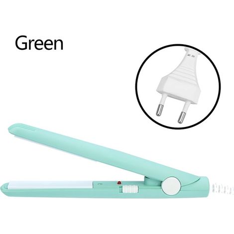 Lisseur Cheveux Mini 2-en-1 Plaque Céramique Tourmaline Fer à Friser Chauffage Rapide Vert Matcha Prise UE (1/4)