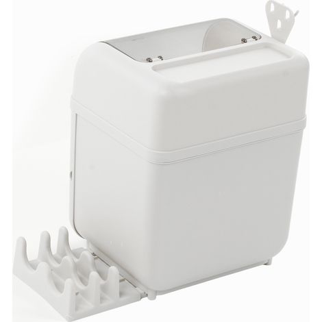 Boîte de rangement pour couverts et vaisselle avec couvercle, égouttoir en plastique, armoire de cuisine anti-poussière, étagère de rangement beige pour maison, 1 pièce. (1/5)