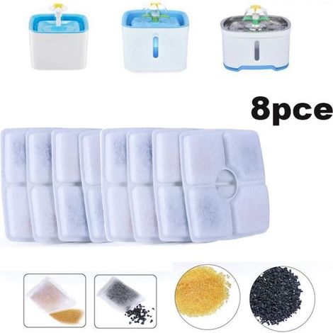 KLVGTIFS PUFiltres pour Fontaine à Eau - 8Pcs - Charbon Actif - Coton - Compatible avec Chats (1/4)