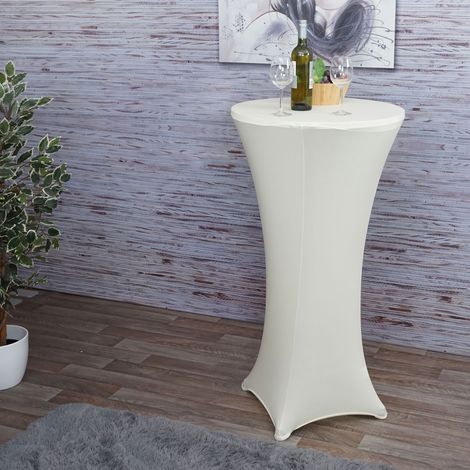 Housse de table de bar HWC-J30, housse de table, stretch Ø 60cm  crème-beige