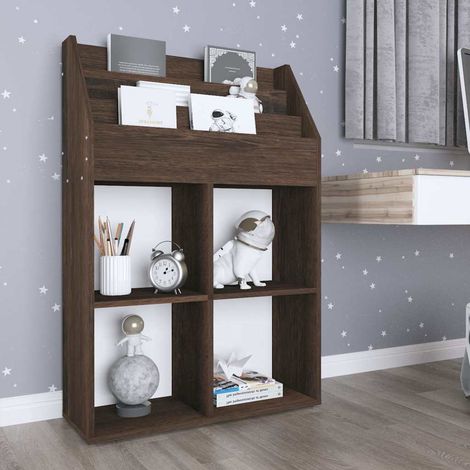 vidaXL Revistero de niños madera ingeniería roble ahumado 71x30x114 cm (1/5)