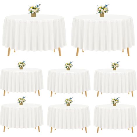 Lot de 8 nappes Rondes en Polyester Ivoire de 305 cm, Lavables (1/5)