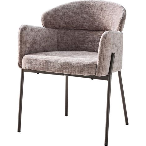Dimo Poltrona Iris in Tessuto  Tortora con Gambe in Metallo – Sedia da Arredo Design Moderno (1/3)