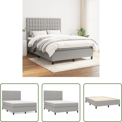 Matelas à ressorts ensachés - Sommier à lattes de lit avec matelas Gris clair 140x190cm Tissu (1/5)