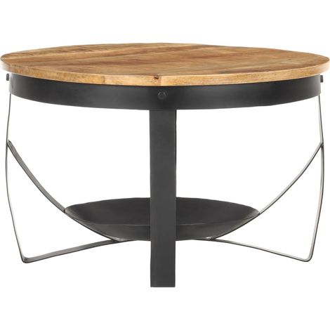Table basse de salon, Table Café, Ø68x43 cm Bois de manguier brut OIB9012E (1/5)